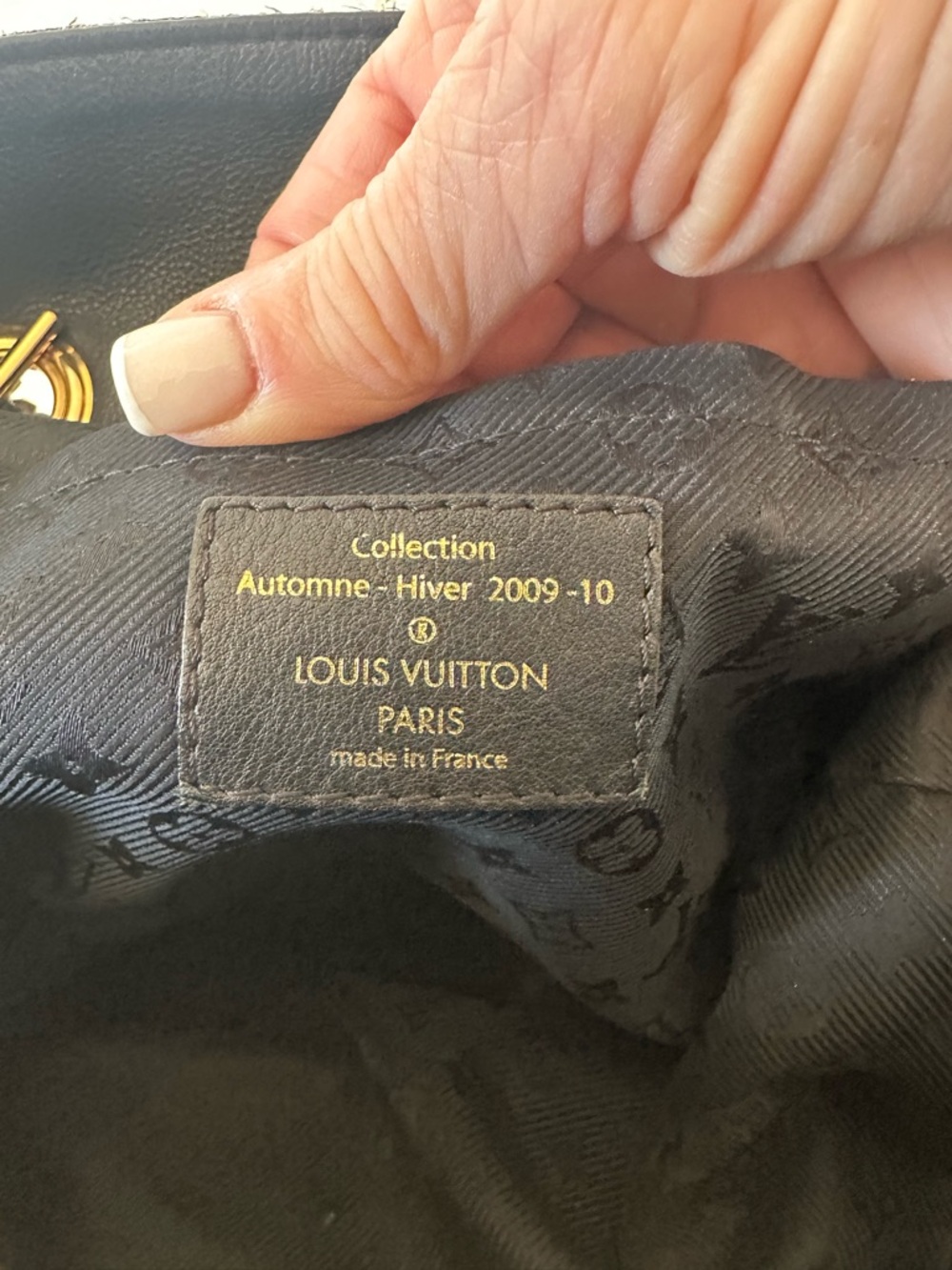 Louis Vuitton Black Embossed Monogram Satchel with Gold Stud Accents - Picture 2 of 9